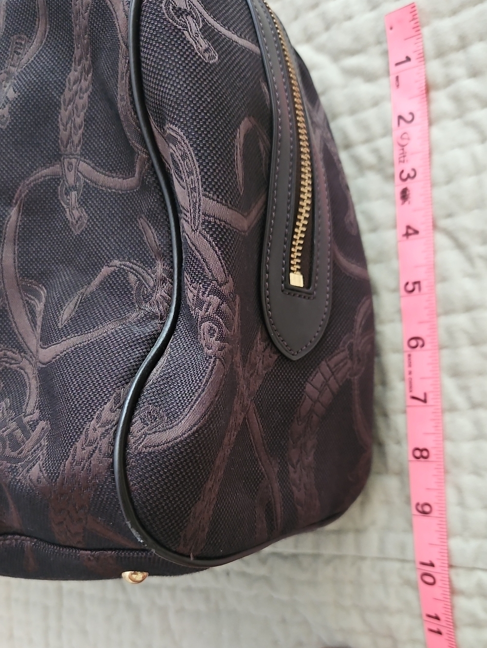 Lauren Ralph Lauren Equestrian Bridle Print Brown Bowler Satchel Bag - Picture 6 of 12